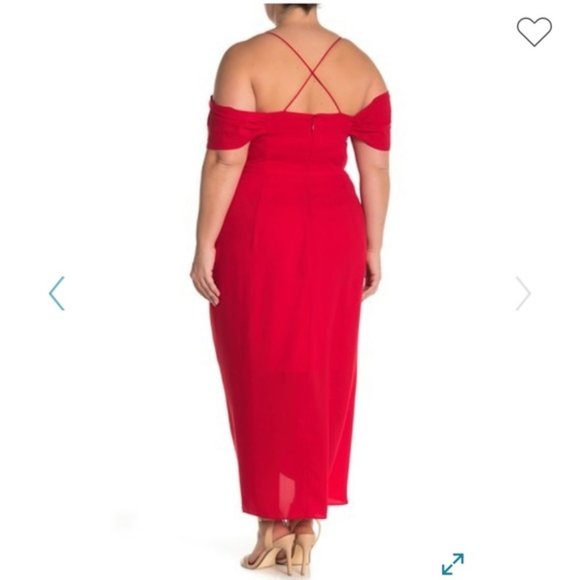 CITY CHIC Scarlet Red Entwine Cold Shoulder Dress - Picture 2 of 6